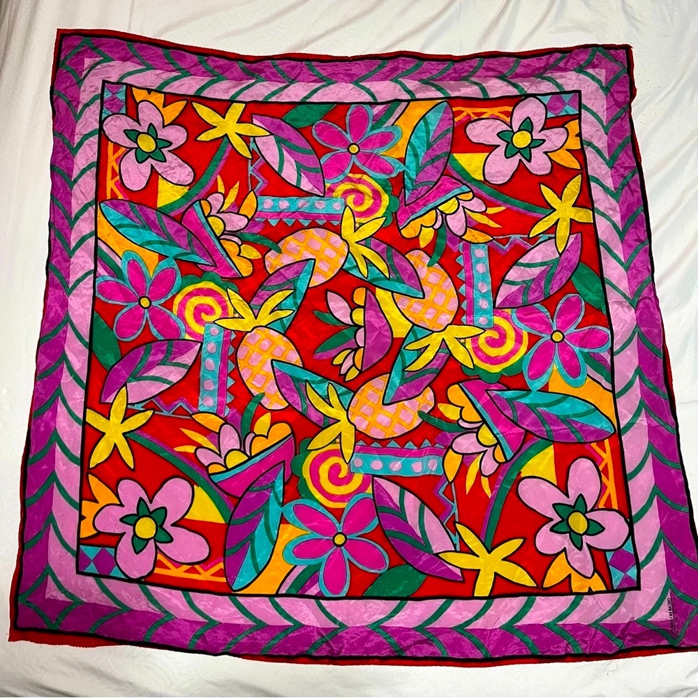 OSCAR DE LA RENTA colorful vintage silk scarf